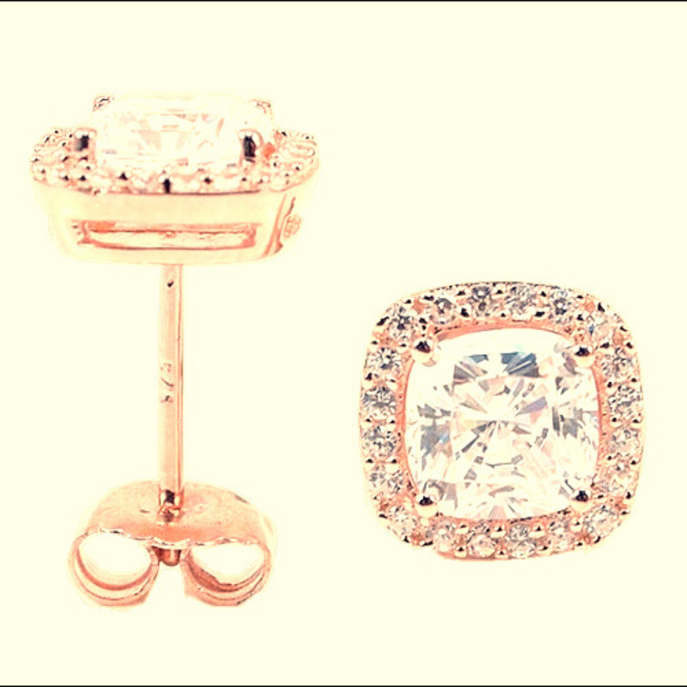 Silver Micro Pave Halo with Cushion Center stud